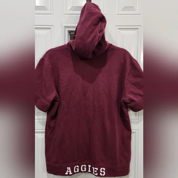 Texas A&M Aggies maroon short sleeve sweatshirt hoodie pullover women's … - Picture 6 of 8